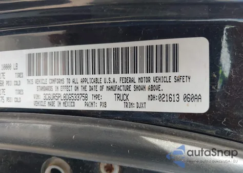 2013 Ram 2500 Laramie Longhorn z USA, uszkodzony, nr VIN 3C6UR5PL8DG533758